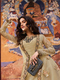 Golden With Black Designer Anarkali Pant Suit