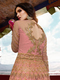 Light Pink Golden Embroidered Slit Style Anarkali Lehenga Suit