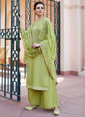Light Green Kashmiri Embroidered Palazzo Suit
