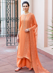 Orange Kashmiri Embroidered Palazzo Suit