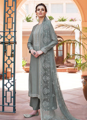 Deep Grey Kashmiri Embroidered Palazzo Suit
