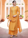 Yellow Kashmiri Embroidered Palazzo Suit