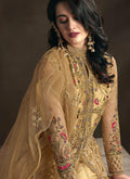 Golden Multi Embroidered Anarkali Lehenga Suit, Salwar Kameez