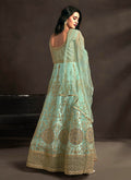Teal Blue Designer Embroidered Anarkali Suit, Salwar Kameez