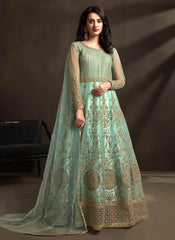 Teal Blue Designer Anarkali Suit