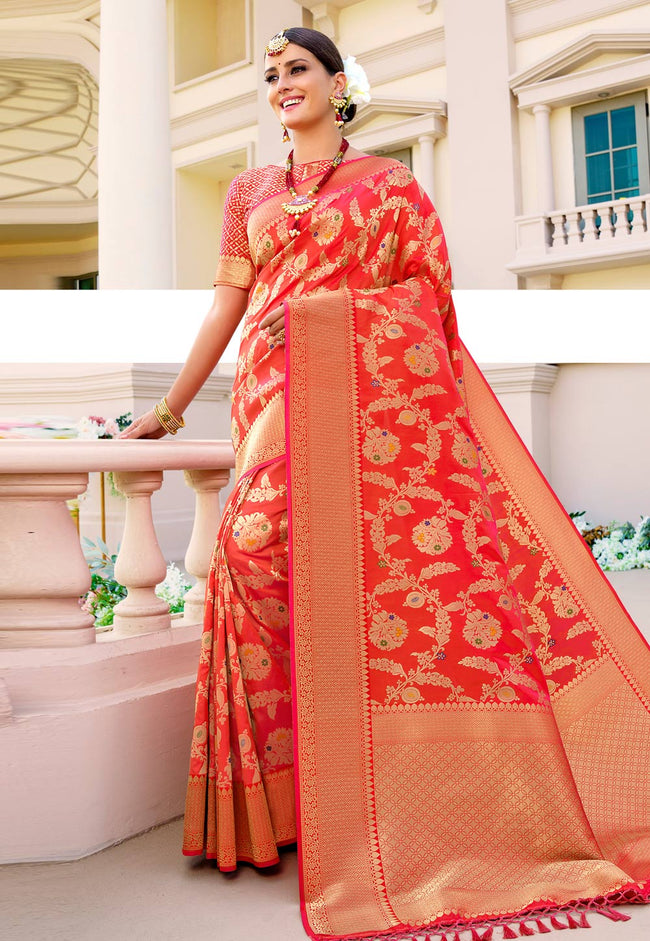 Madhuri Dixit Dance Deewane Red Ethnic Outfits Sarees - Zakarto
