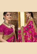 Pink Golden Saree In usa uk canada