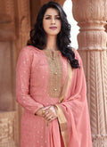 Indian Clothes - Pink Golden Designer Salwar Kameez