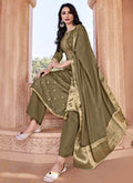 Indian Clothes - Olive Green Designer Salwar Kameez