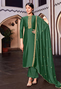 Green Golden Embroidered Pakistani Style Pant Suit