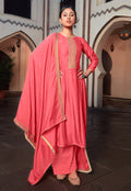 Peach Golden Embroidered Pakistani Style Pant Suit