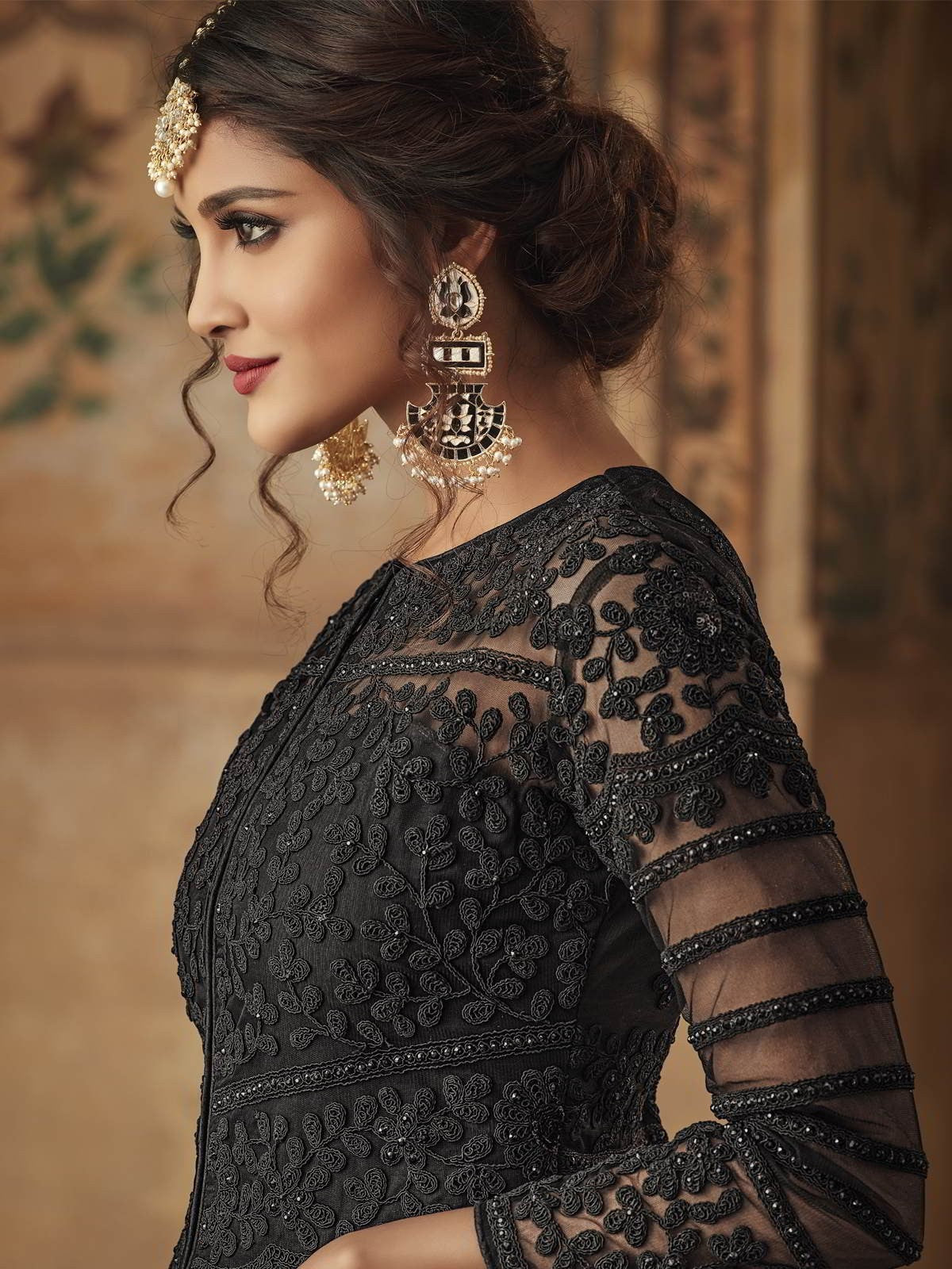 Black Party Wear Sharara Suit Online