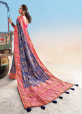 Indian Saree - Blue And Pink Embroidered Saree