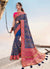 Indian Clothes - Blue And Pink Embroidered Saree