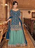 Blue Gharara Palazzo Suit