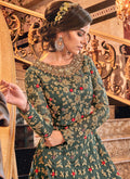 Indian Clothes - Dark Green Designer Jacket Anarkali Suit