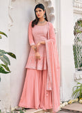 Peach Embroidered Gharara Suit