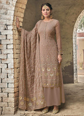 Beige Golden Palazzo Suit