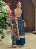 Turquoise Georgette Palazzo Suit In Germany
