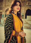 Indain Clothes - Yellow And Black Multi Embroidered Palazzo Suit  In usa uk canada 