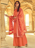 Orange Red Multi Embroidered Palazzo Suit