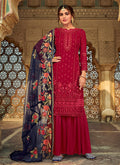 Red Embroidered Palazzo Suit 