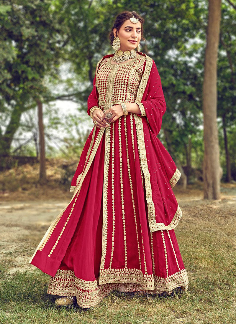 Rani Pink Anarkali Lehenga Suit In usa