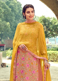Peach And Yellow Embroidered Gharara Suit