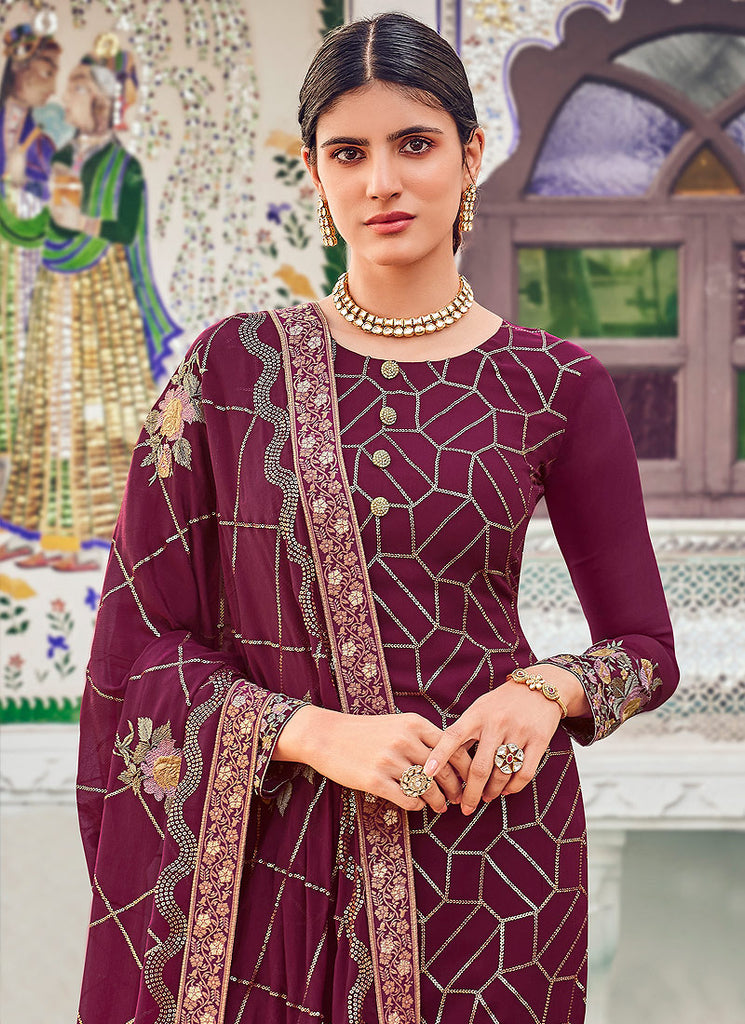 Deep Wine Indian Gharara Suit In usa