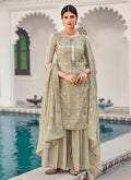 Beige Golden Multi Embroidered Indian Gharara Suit