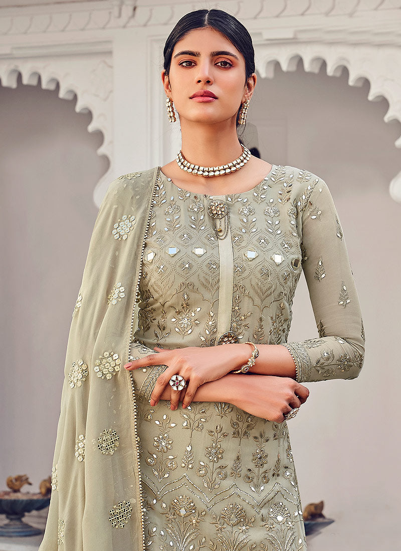 Beige Golden Indian Gharara Suit In uk