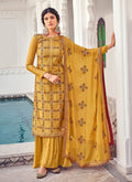 Mustard Yellow Multi Embroidered Indian Gharara Suit