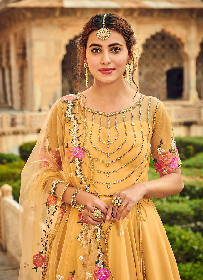 Yellow Indian Anarkali Suit In usa