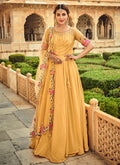 Yellow Floral Embroidered Indian Anarkali Suit