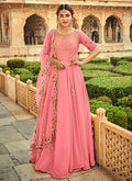 Pink Floral Embroidered Indian Anarkali Suit