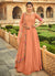 Pastel Orange Floral Embroidered Indian Anarkali Suit