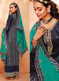 Blue And Green Festive Palazzo Suit In usa