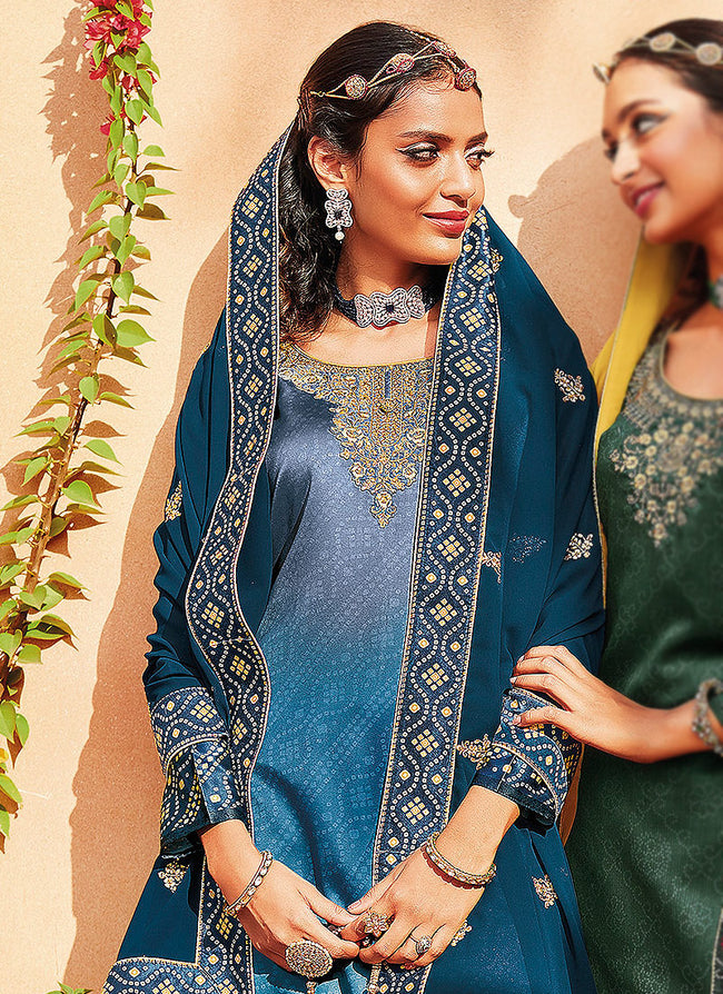 Blue Shaded Palazzo Suit In uk