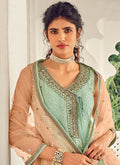 Teal Blue And Peach Gharara Suit In canada