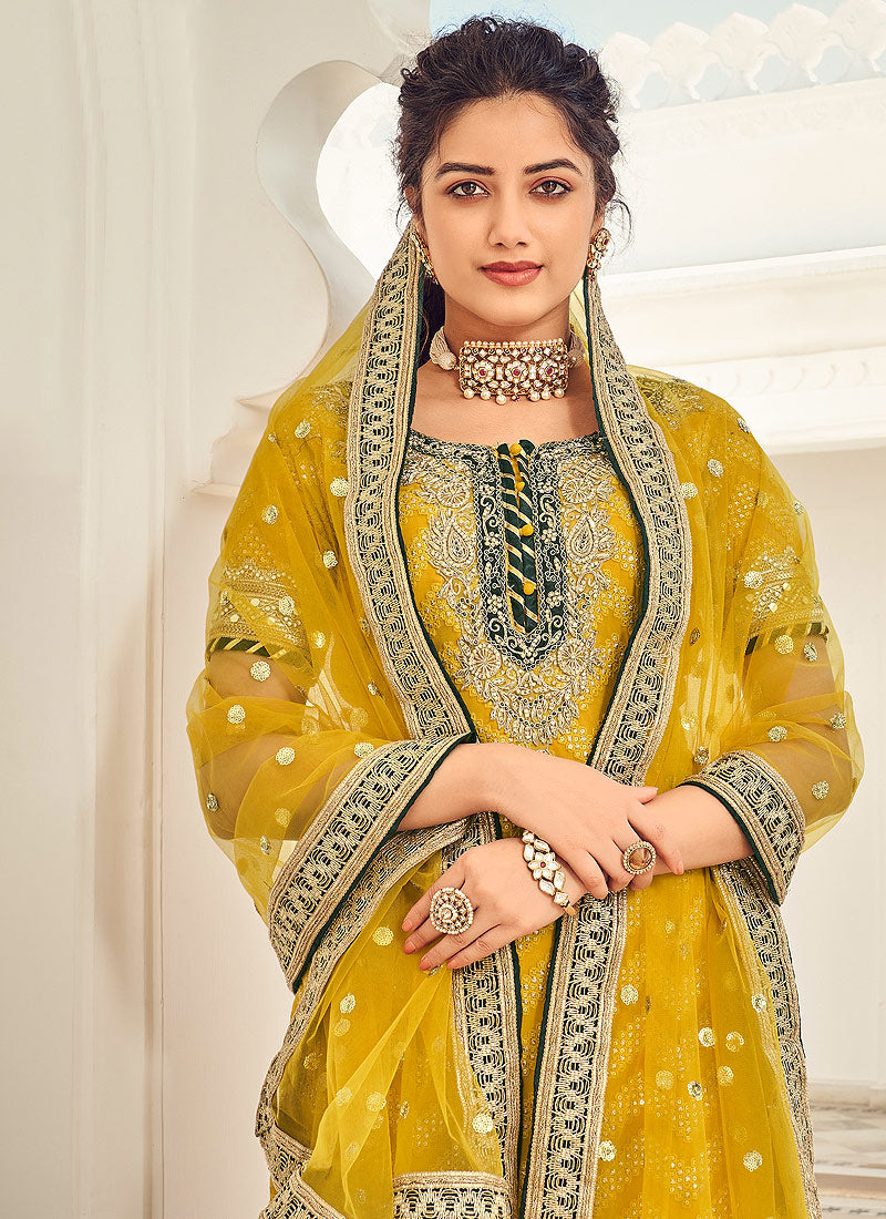 Saffron Yellow Sharara Suit In usa
