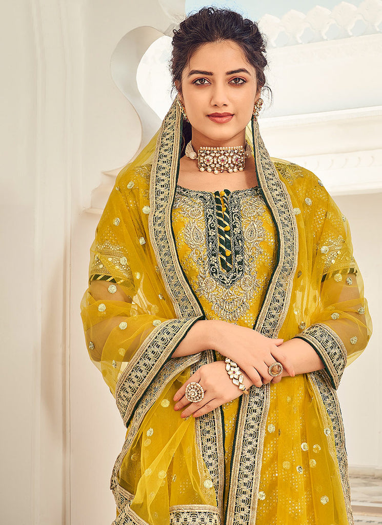 Saffron Yellow Sharara Suit In usa