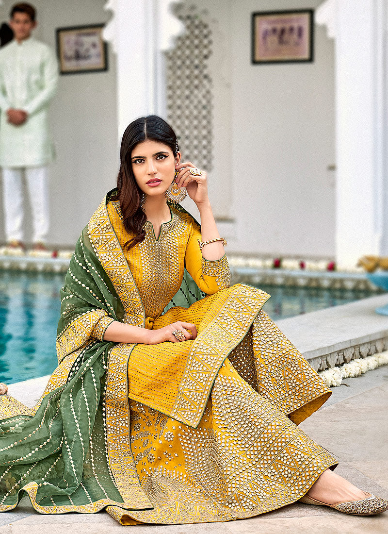 Yellow And Green Gharara Suit In usa
