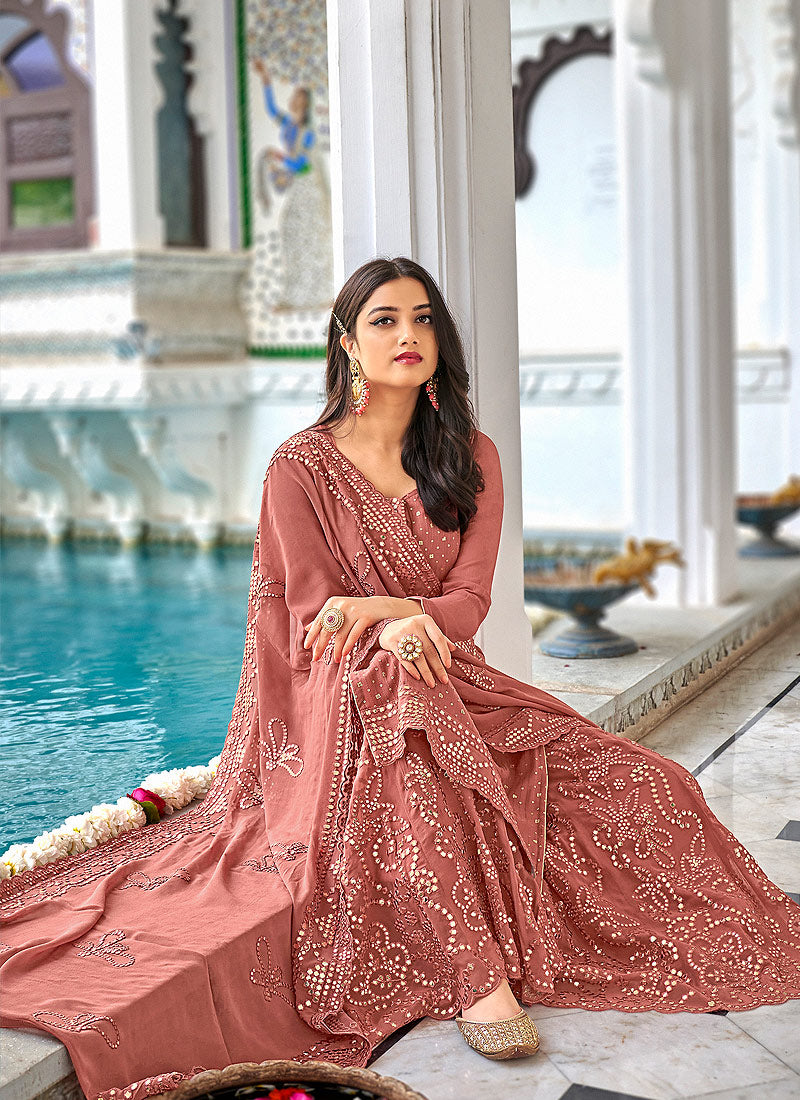 Dusky Pink And Gold Gharara Suit