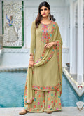 Light Green Multi Embroidered Georgette Palazzo Suit