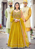 Yellow Embroidered Anarkali Gown