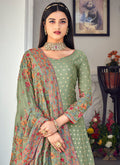 Olive Green Designer Anarkali Gown