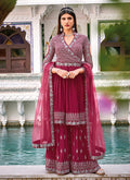 Pink Silver Embroidered Anarkali Style Gharara Suit