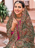 Pink And Green Designer Palazzo Suit