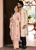 Soft Peach Kashmiri Designer Palazzo Suit In Australia