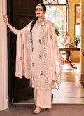 Soft Peach Kashmiri Embroidered Designer Palazzo Suit